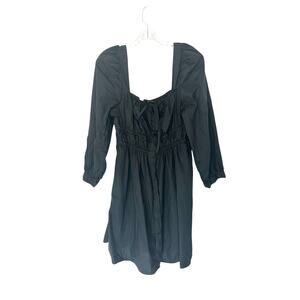 J.Crew Black‎ Cinched Waist Cotton Poplin Dress Cottagecore Milkmaid Size 12
